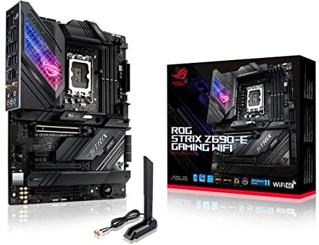 Asus ROG Strix Z690E Gaming WiFi 6E LGA 1700 (Intel 12th Gen)Scheda madre ATX da gioco (PCIe 5.0, DDR5,2.5 Gb LAN,Thunderbolt 4,5xM.2,1xPCIe 5.0 M.2,ROG Hyper M.2 Card,Pannello frontale USB 3.2 Gen