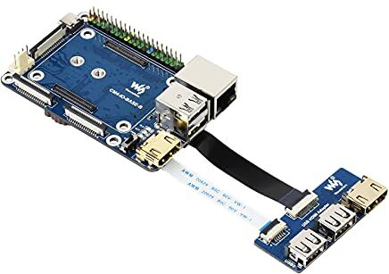 Waveshare Kit di Accessori Mini Scheda Base per Raspberry Pi Compute Module 4, Includi CM4-IO-BASE-B, HDMI USB Adattatore, Cavo FFC, Cavo da USB-A a USB-C, Più Connettori USB e HDMI via FFC