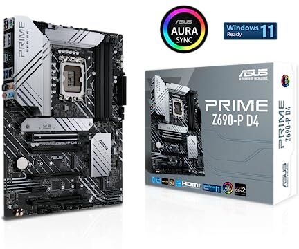 Asus PRIME Z690-P D4 Scheda Madre ATX, Intel Z690, LGA1700, DDR4, PCI 5.0, Realtek 2.5Gb Ethernet, Realtek 7.1 Surround, 3xM.2, 4xSATA 6GB/s, 1xUSB 3.2 Gen 2x2, Armoury Crate, Aura Sync RGB