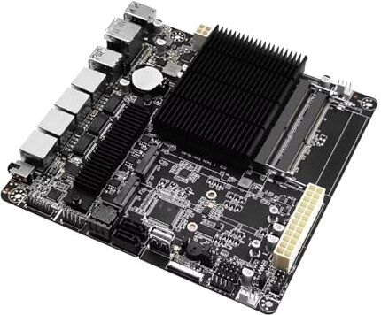 Glovary NAS Mainboard Quad Core J4125, Mini-ITX NAS Motherboard, 4 x i226V 2.5GbE LAN, Barebone, DDR4, 2 x SATA3.0 6Gbps