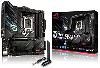 Asus ROG Strix Z690-G Gaming WiFi Scheda Madre, Intel Z690, LGA1700, DDR5, WiFi 6E(802.11ax), Intel 2.5 Gb Ethernet, ROG SupremeFX 7.1, 3xM.2, 6xSATA 6GB/s, Aura Sync RGB, Nero