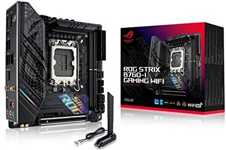 Asus ROG Strix B760-I Gaming WiFi Intel® B760 (13a e 12a generazione) LGA 1700 mini-ITX scheda madre, 8 + 1 stadi di alimentazione, DDR5 fino a 7600 MT/s, PCIe 5.0, slot 2xM.2, WiFi 6E, USB 3.2 Gen