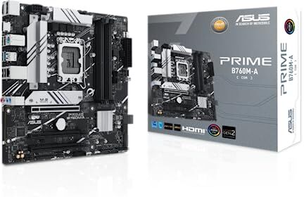 Asus PRIME B760M-A-CSM Scheda madre mATX Intel LGA 1700, PCIe 4.0, DDR5, 2slot M.2, Ethernet Realtek 2.5Gb, Wi-Fi 6, DisplayPort, 2 HDMI, SATA 6 Gbps, USB 3.2 Gen 2 e Type-C, Aura Sync