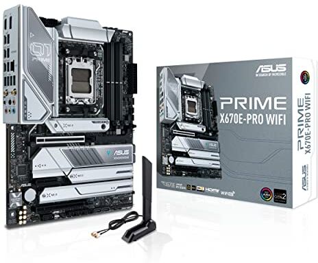 Asus PRIME X670E-PRO WIFI Scheda Madre ATX, AMD X670, AMD AM5, DDR5, PCI 5.0, Realtek 2.5Gb Ethernet, WiFi 6E (802.11ax), Realtek 7.1 Surround, 4xM.2, 4xSATA 6GB/s, Aura Sync RGB, Nero