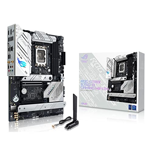 Asus ROG STRIX B760-A GAMING WIFI D4 Scheda madre Intel B760 LGA 1700 ATX, DDR4, PCIe 5.0 x16 SafeSlot, 3 PCIe 4.0 M.2, illuminazione Aura Sync RGB, Bianco