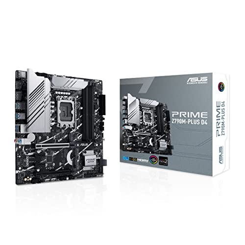 Asus PRIME Z790M-PLUS D4 Scheda Madre Gaming mATX, Intel Z790, LGA1700, DDR4, PCI 5.0, Intel 1Gb Ethernet, Realtek 7.1, 3xM.2, 4xSATA 6GB/s, Aura Sync RGB, Nero