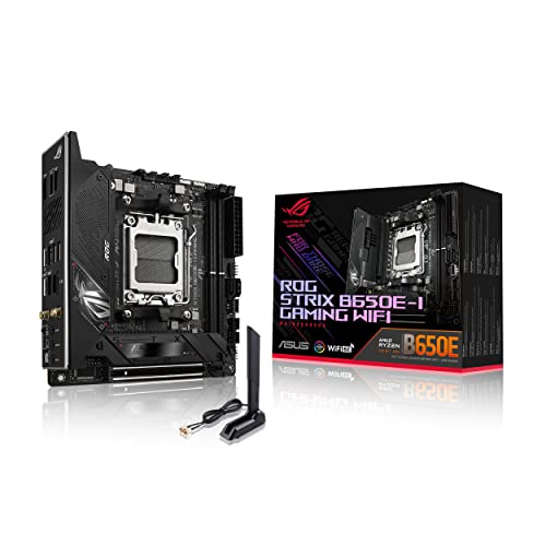 Asus ROG STRIX B650E-I GAMING WIFI Scheda Madre Gaming Mini-ITX, AMD B650, AM5, DDR5, PCI 5.0, WiFi 6E (802.11ax), Intel 2.5Gb Ethernet, ROG SupremeFX 7.1, 2xM.2, 2xSATA 6GB/s, Aura Sync RGB