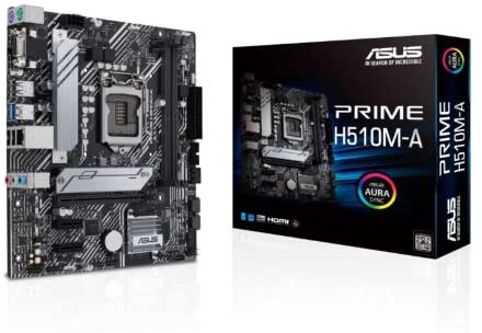 Asus PRIME H510M-A, Scheda madre Intel H510 (LGA 1200) micro ATX con PCIe 4.0, slot M.2 da 32 Gbps, Lan Intel 1 Gb, DisplayPort, HDMI, D-Sub, USB 3.2 Gen 1 Type-A, AURA Sync