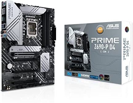 Asus PRIME Z690-P D4-CSM Scheda Madre ATX, Intel Z690, LGA1700, DDR4, PCI 5.0, LAN 2.5Gb, Realtek 7.1 Surround, 3xM.2, 4xSATA 6GB/s, USB 3.2 Gen 2x2,  Control Center Express, Aura Sync RGB, Bianco