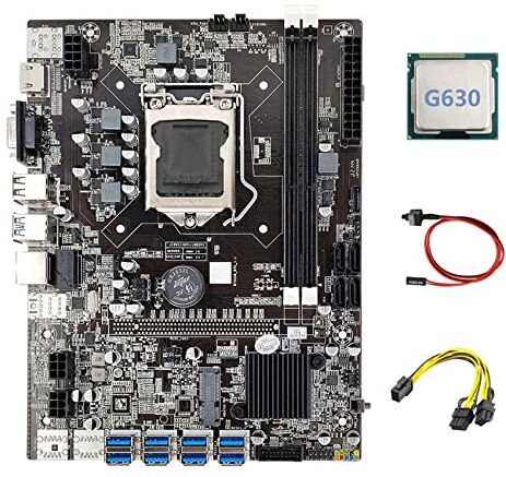 BEEOFICEPENG B75 ETH Mining Motherboard 8XPCIE a USB+G630 CPU+6Pin a 8Pin Cavo+Switch Cable LGA1155 B75 Scheda Madre