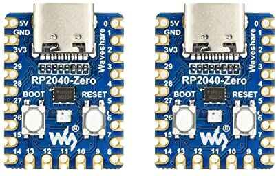 Waveshare RP2040-Zero (2 pezzi), scheda MCU ad alte prestazioni Pico-Like basata su Raspberry Pi Microcontroller RP2040 Castellated Module consente la saldatura diretta alle schede portanti