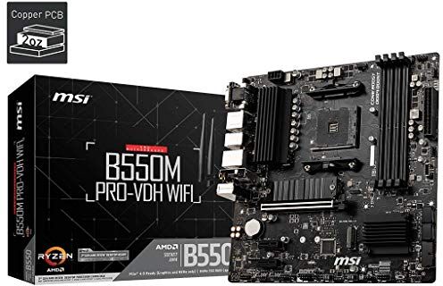 MSI B550M PRO-VDH WIFI Scheda madre mATX, AM4, DDR4, M.2, LAN, Wi-FI, USB 3.2 Gen1, Front Type-C, HDMI, DisplayPort, AMD RYZEN 3000 di terza generazione