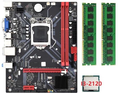 Skiitches B85M VHL Desktop Motherboard + I3-2120 CPU +2X DDR3 1600MHz 8G RAM LGA 1155 USB 3.0 SATA 3.0 Scheda madre del computer durevole facile da usare