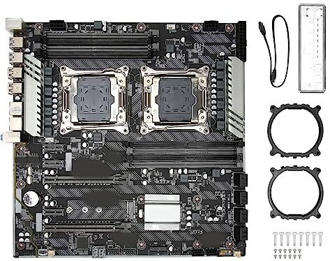 Bewinner Scheda Madre X99 Dual F2 8 DDR4 Quad Channel, Trasferimento Dati 32 GB/s, 10 SATA3.0, Diagnostica Digitale, Elevata stabilità, Interfaccia M.2 NVME, Scheda Madre Gaming E ATX con