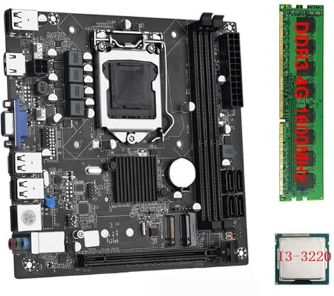 Xptieeck ITX H61 Desktop Motherboard + I3-3220 +1X DDR3 1600MHz 4G RAM CPU LGA 1155 Supporto fino a 16GB RAM Slot 100M Scheda di Rete Pezzi di Ricambio