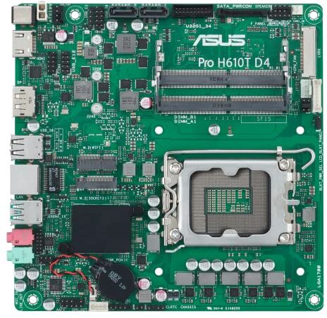 Asus Pro H610T D4CSM LGA 1700 (Intel 12a generazione e Intel vPro) Scheda madre commerciale ottimizzata per TCO (PCIe 4.0, DP, LVDS, SODIMM DDR4, USB 3.2 Gen 2, slot M.2 Key E, nucleo QLED,