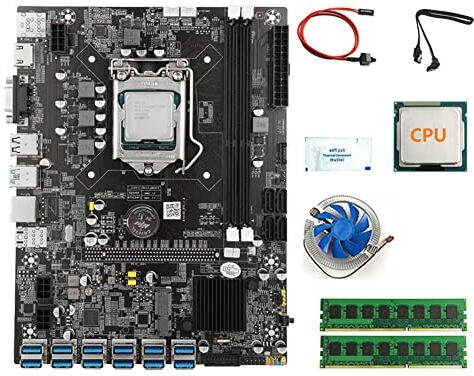 NIEI B75 12 PCIE/USB3.0 BTC Minatore Scheda Madre+CPU+2X4G DDR3 RAM+Fan+Grasso Termico+ SATA+Interruttore LGA1155 DDR3 MSATA