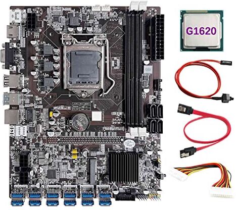 Lodokdre B75 12 Scheda BTC Mining Scheda Madre+G1620 CPU+24Pin di Estensione+ SATA+ Interruttore 12XUSB3.0 LGA1155 DDR3 MSATA