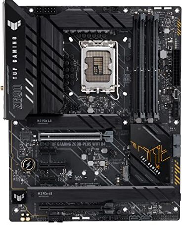 Asus TUF Gaming Z690-PLUS WIFI D4 Scheda Madre Gaming ATX, Intel Z690, LGA1700, DDR4, PCI 5.0, 14+1 Fasi Alimentazione, 2.5Gb LAN, WIFI 6, Realtek 7.1 Sorround, 4xM.2, SATA 6GB/s, Aura Sync RGB, Nero