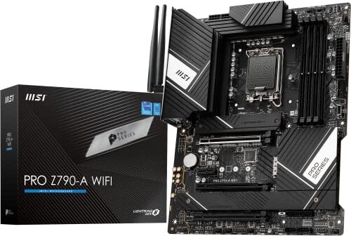 MSI PRO Z790-A WIFI, ATX Supporta processori Intel Core di 12a e 13a generazione, LGA 1700 80A SPS VRM, DDR5 Memory Boost 7200+MHz/OC, PCIe 5.0 e 4.0 x16, 4 x M.2 Gen4, Wi-Fi 6E, 2.5G LAN