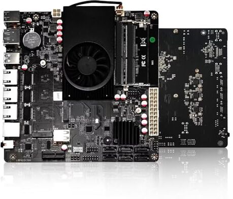 ROUAFWIT NAS Motherboard Celeron J6412, 6 x SATA3.0, 2 x M.2 NVMe, 2 x DDR4, Mini ITX Board, 2 x I226v 2.5 Gigabit Ethernet, 1 x Console, Micro Appliance NAS Board, Barebone