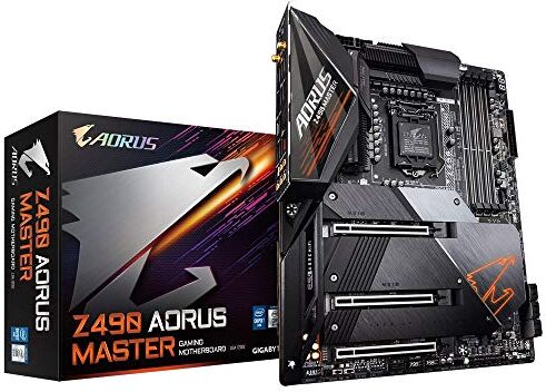 Gigabyte Z490 AORUS MASTER Intel LGA1200 ATX Motherboard (14+1 Phases, NanoCarbon Baseplate, Intel 2.5GbE LAN, AQUANTIA 10GbE LAN, HDMI, USB 3.2 Gen2, USB Type-C, RGB Fusion 2.0)