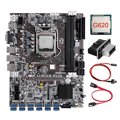 Wresetly B75 12 Scheda BTC Mining Scheda Madre+G620 CPU+USB3.0 Adattatore+Cavo SATA+Linea Switch 12XUSB3.0 Slot LGA1155 DDR3 RAM MSATA