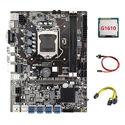 BEEOFICEPENG B75 ETH Mining Motherboard 8XPCIE a USB+G1610 CPU+6Pin a 8Pin Cavo+Switch Cable LGA1155 B75 Scheda Madre