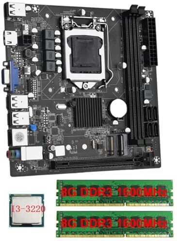 Graootoly ITX H61 Desktop Motherboard + I3-3220 +2X8G DDR3 1600MHz RAM CPU LGA 1155 Supporto fino a 16GB RAM Slot 100M Scheda di Rete Pezzi di Ricambio