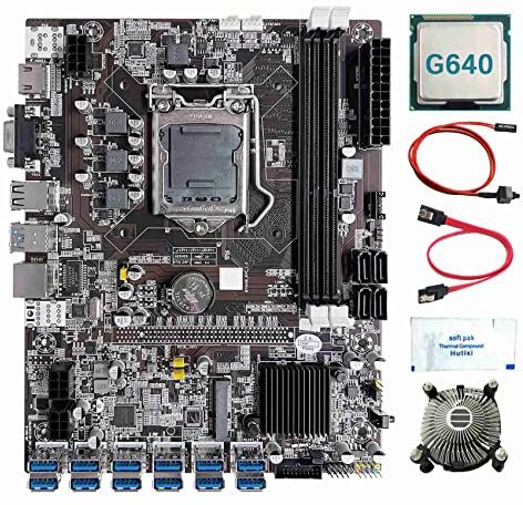 Lodokdre B75 12 Scheda BTC Mining Scheda Madre+G640 CPU+Fan+Grasso Termico+Cavo SATA+Switch Line 12 USB3.0 Slot LGA1155 DDR3 MSATA