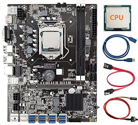 Jojomino B75 8 Card BTC Mining Scheda Madre+CPU Casuale+ di Estensione USB (1M)+ Interruttore+ SATA 8XUSB3.0 LGA1155 DDR3 MSATA