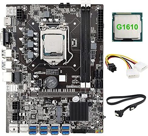 Lodokdre 8 Card B75 BTC Mining Scheda Madre+G1610 CPU+4PIN a 6PIN +SATA 8 USB3.0 (PCIE) LGA1155 DDR3 RAM SATA3.0