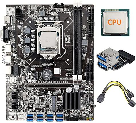 AMIUHOUN B75 8 GPU ETH Mining Scheda Madre+CPU+Alimentazione+USB3.0 Adattatore 8X USB3.0 a PCIE Slot LGA1155 DDR3 RAM SATA3.0 BTC