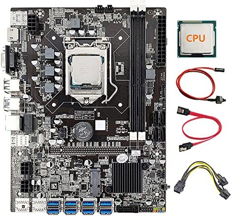 AMIUHOUN 8 GPU B75 BTC Mining Scheda Madre+CPU+Cavo di Alimentazione+Cavo SATA+Cavo Switch 8X USB3.0 a PCIE Slot LGA1155 DDR3 RAM SATA3.0