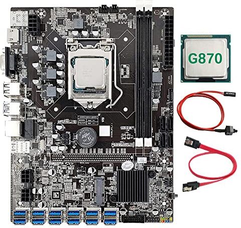 Lodokdre B75 12 Scheda BTC Mining Scheda Madre+G870 CPU+ SATA+ Interruttore 12XUSB3.0 a PCIE 1X LGA1155 DDR3 MSATA ETH Miner