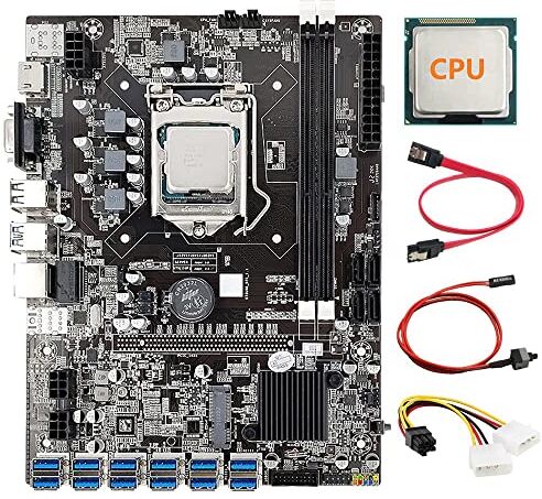 Uinfhyknd 12 GPU B75 Mining Scheda Madre+CPU++Interruttore + SATA 12X USB3.0 (PCIE) LGA1155 DDR3 SATA3.0 per BTC/ETH