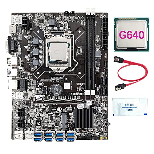 Lodokdre B75 8 Scheda BTC Mining Scheda Madre+G640 CPU+Grease Termico+ SATA 8XUSB3.0 (PCIE 1X) Slot GPU LGA1155 DDR3 RAM MSATA