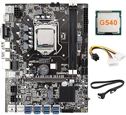 Lodokdre 8 Card B75 BTC Mining Scheda Madre+G540 CPU+4PIN a 6PIN Cavo+SATA Cavo 8X USB3.0 (PCIE) LGA1155 DDR3 RAM SATA3.0