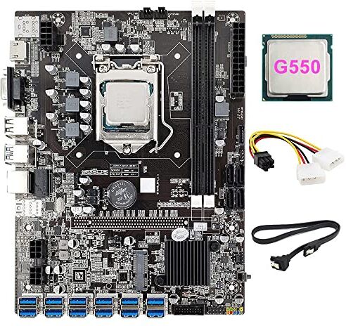 Lodokdre B75 12 Scheda Mining Scheda Madre+G550 CPU+4PIN a 6PIN +SATA 12USB3.0 (PCIE) Slot LGA1155 DDR3 RAM SATA3.0