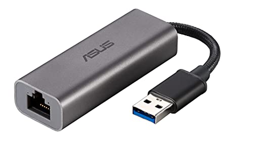 Asus USB-C2500 Adattatore Ethernet, USB Type-A 2.5G Base-T, fino a 2.5 Gigabit, configurazione semplice, nero