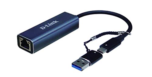 D-Link DUB-2315 Adattatore da USB-C Thunderbolt 3 o USB 3.0 a porta 2,5 Gigabit Ethernet (RJ45) per PC, MacBook Pro, MacBook Air, iPad Pro, Chromebook, Surface Pro e altro