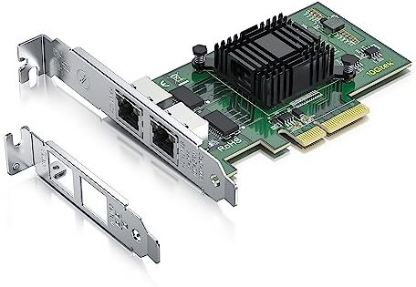 10Gtek ® Scheda di Rete Gigabit PCIE per Intel I350-T2 I350AM2 Chip, Dual Porte RJ45, 1Gbit PCI Express Ethernet LAN Card, 10/100/1000Mbps NIC per Windows Server, Win8, 10, XP and Linux