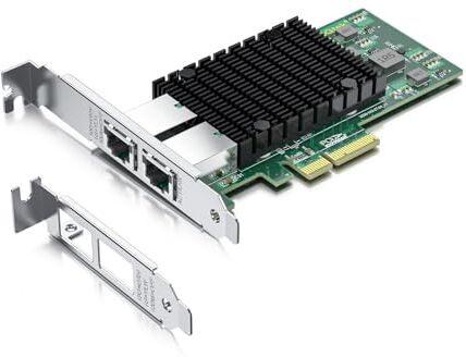 10Gtek ® 10Gb PCI-E NIC Scheda di Rete, Dual Copper RJ45 Port, Intel X550-AT2 Controller, PCI Express Ethernet LAN Adapter Support Windows Server/Linux/ESX, Compare to Intel X550-T2