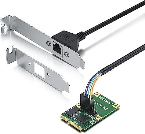 10Gtek Mini PCIe 1G Gigabit Ethernet Network Card (Intel I210AT), 30-cm cable length