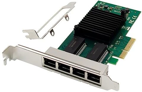 Potadak Scheda di rete PCI-E Gigabit a Porte PCI-E X1 I350-T4 Scheda di rete Server RJ45 Scheda di rete Gigabit