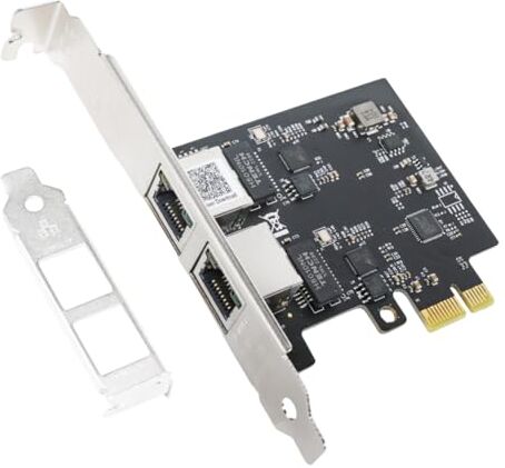 QSFPTEK 2.5Gbase-T Scheda di rete (2 Porta), 2.5 Gigabit RJ45 DoblePorta RTL8125B PCI-E Scheda Ethernet, Supporto Sistema Windows 11/10/8/7, Windows Server, Linux System