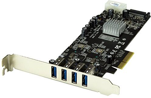 StarTech.com Adatattore Scheda Superspeed USB 3.0 con 4 Porte PCI Express, PCie con 2 Canali da 5 Gbps Dedicati, Uasp, Alimentazione Sata/Lp4