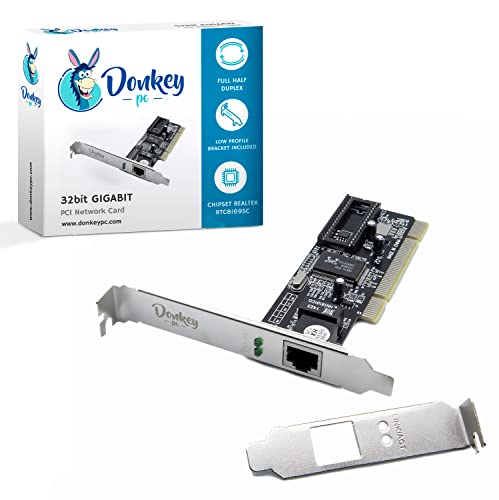 Donkey pc Scheda di rete PCI 1 GB GIGABIT fino a 1000 Mbps con Chipset Realtek RTL8169 Scheda PCI Gigabit Ethernet RJ45 (10/100/1000 Mbps), Gigabit Ethernet.
