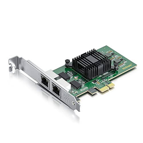 10Gtek ® Scheda di Rete Gigabit PCIE per Intel E1G42ET 82576 Chip, Dual Porte RJ45 Ethernet LAN Card, 10/100/1000Mbps NIC per Windows Server, Win8, 10, XP, Linux