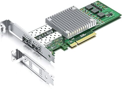 10Gtek ® 10Gb PCI-E NIC Scheda di Rete, Broadcom BCM57810S Chipset, Dual SFP+ Port, PCI Express Ethernet LAN Adapter Support Windows Server/Windows/Linux/VMware